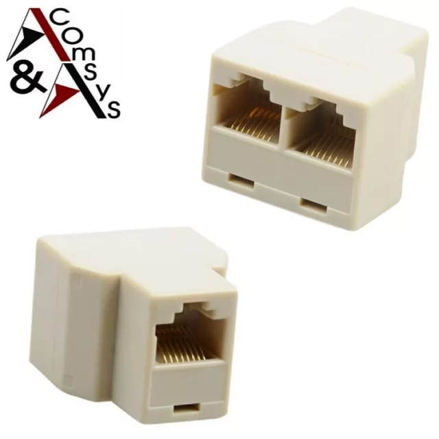 2x RJ45 -> 2 RJ45 Y-Verteiler Splitter CAT5 LAN ISDN DSL Patch Netzwerk Adapter