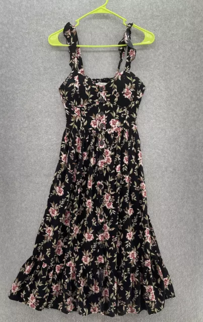 Band of Gypsies Collective Women's Dress Midi Black Floral Size XS Sleeveless