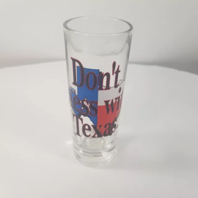 Don't Mess With Texas Extra Tall Large Shot Glass Red White Blue Double 4"