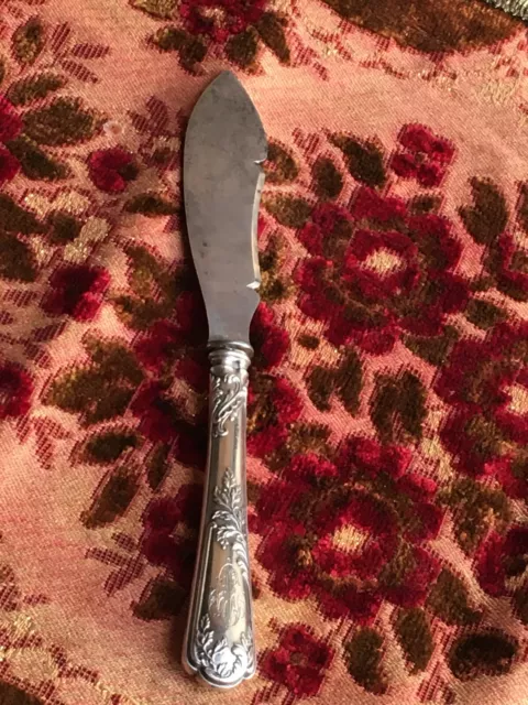 Antique French Art Nouveau Butter Or Cheese Knife.950 Silver Handle