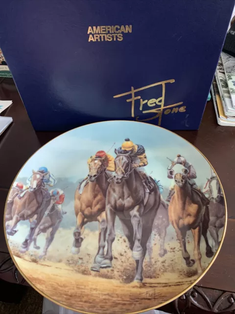 Seattle Slew Horse Racing Art Plate By Fred Stone American Artist, L.e # 496.