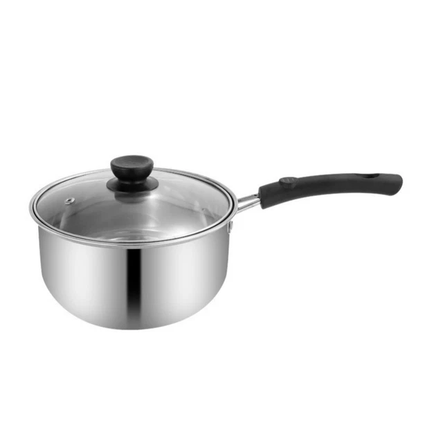 Gran olla de acero inoxidable para sopas pasta y guisos con tapa de vidrio