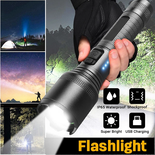 LED Super Bright Zoom Flashlight Powerful Camping Lamp Police Torch Rechargeable