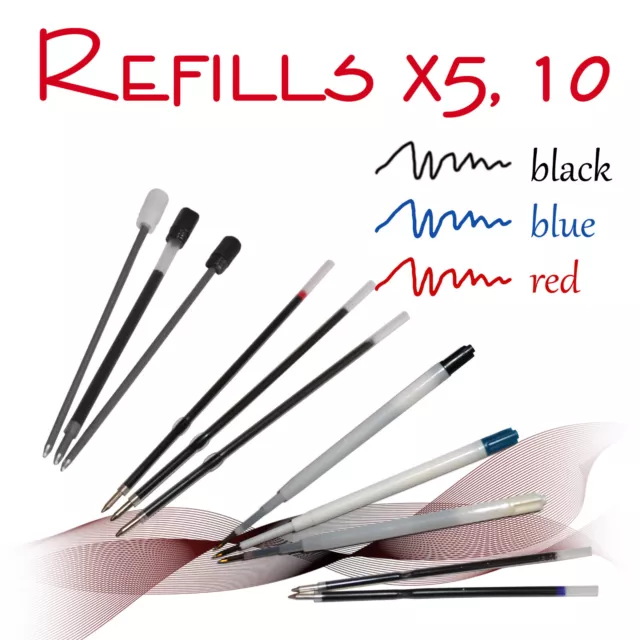 x5, x10 Compatible ball pen refill ink - standard, slim, crystal BLUE/BLACK/RED