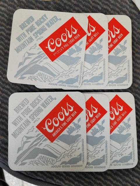 Lot Of 6 Coors 4 Inch Square Beer Coaster
