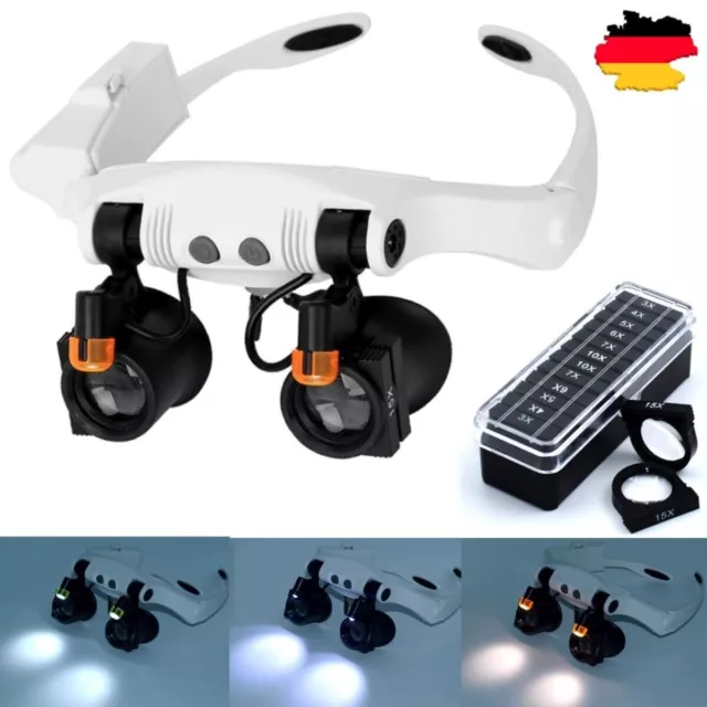 3x-25x LED Uhrmacherlupe Juwelier Lupe Brillenlupe Kopflupe Lupenbrille Mod: SX