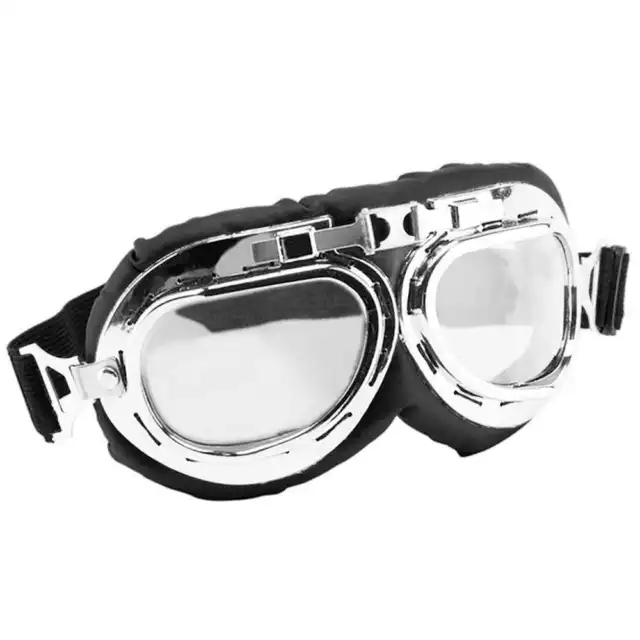 Motorradbrille Classic Fliegerbrille Gepolstert Motorrad Biker Brille Glas Klar