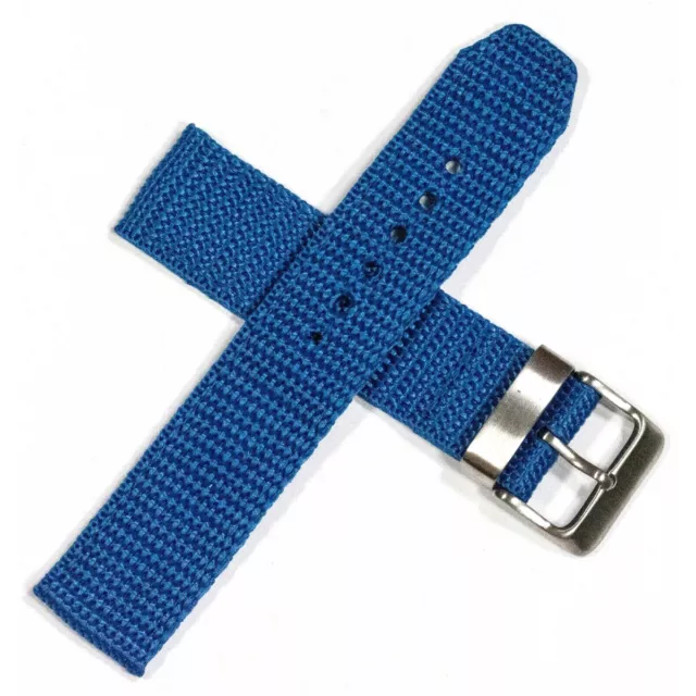 Blue Tough Nylon Army Military Mens Watch Strap Band 18mm 20mm 22 Fabric Canvas