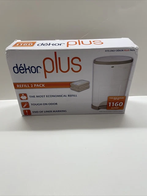 Dekor Plus Diaper Pail Refills, 2 Pack, Holds up to 1160 Diapers Total