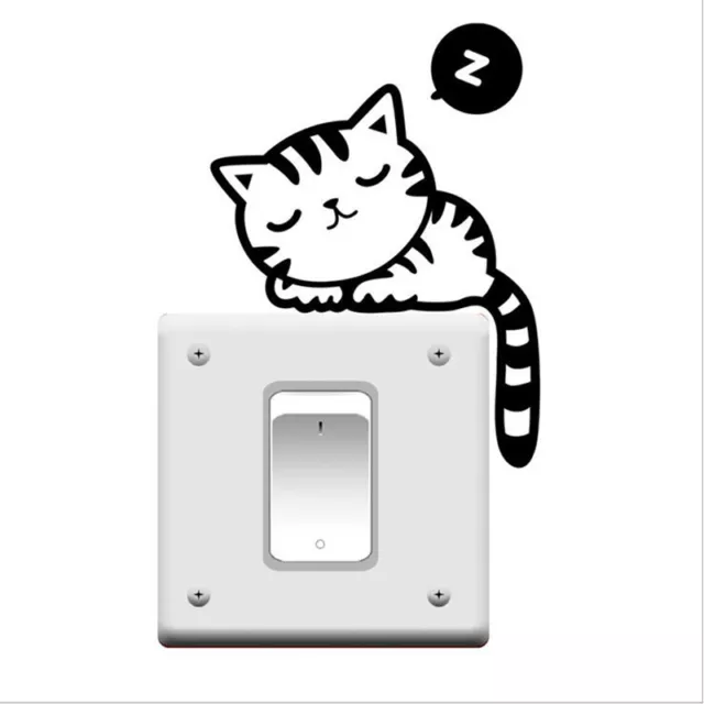 DIY Funny Cat Black Switch Decal Wall Sticker Kids Room Bedroom Decoration