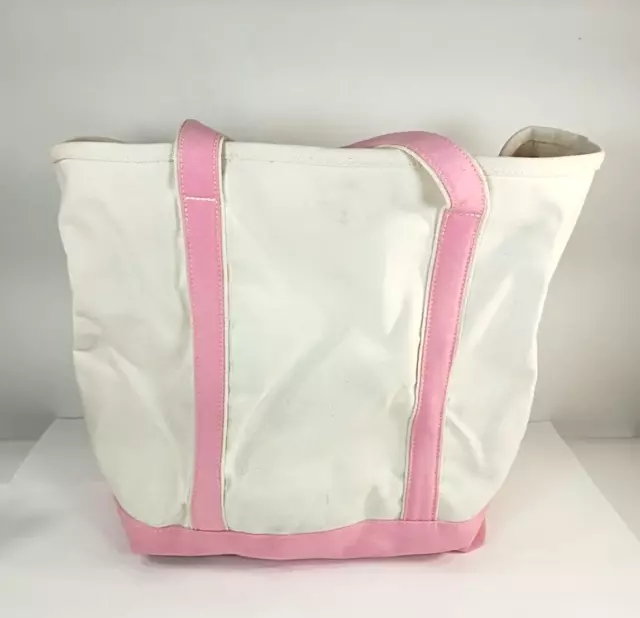 LANDS END CANVAS Tote Beach Bag Extra Large Heavy Duty Boat Style PINK ...