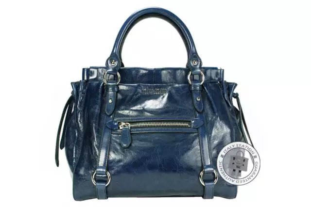 NEW Miu Miu RN0954 X72 Vitello Lux Shopping Bluette / F0016 Calfskin Tote Bag Sh
