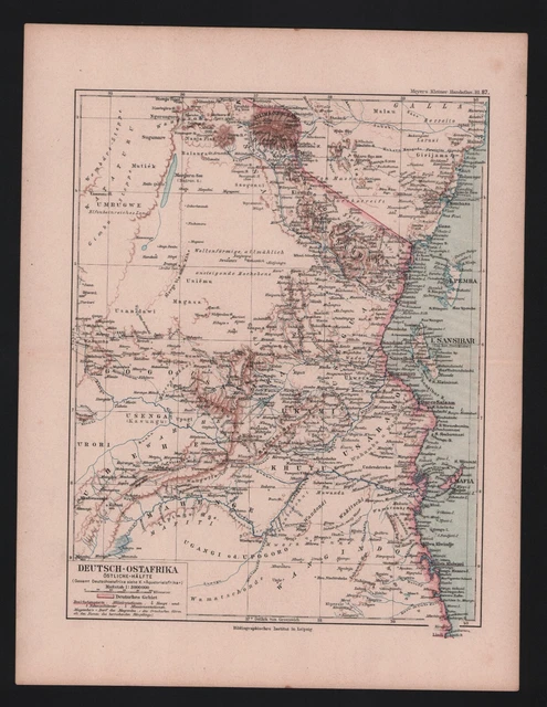Landkarte map 1896: Deutsch-Ost-Afrika Östliche Hälfte.