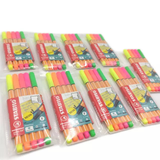 STABILO Point 88 Mini 9 x 5er Pack Neonfarben Fineliner Schreiben - Markenqualit