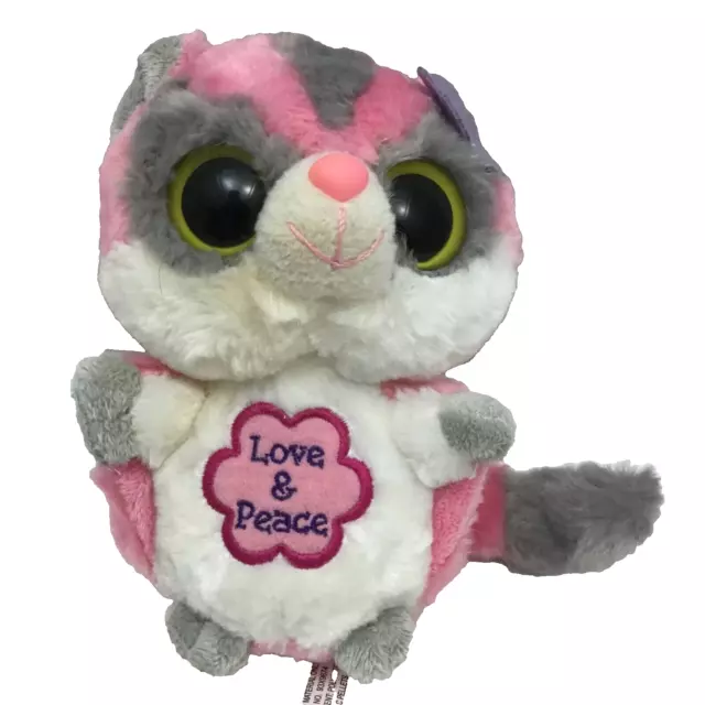 Love & Peace Sugar Glider Big Eyes Sound Pink Gray YooHoo & Friends Plush 5" Toy