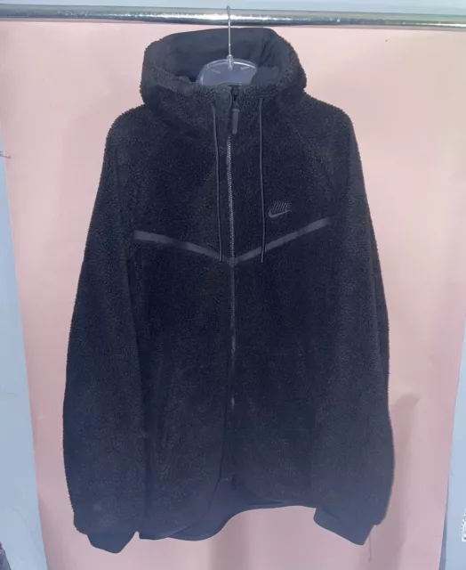 NIKE TECH SHERPA Windrunner Hoodie Fleece Black AQ2767 010 UK Size