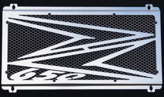cache / Grille de radiateur inox Kawasaki Z650 2017/2020 "Logo" + grillage alu