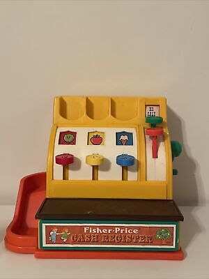 COMPLETE CLEAN Vintage Fisher Price 1974 #926 Cash Register with all 6 Coins
