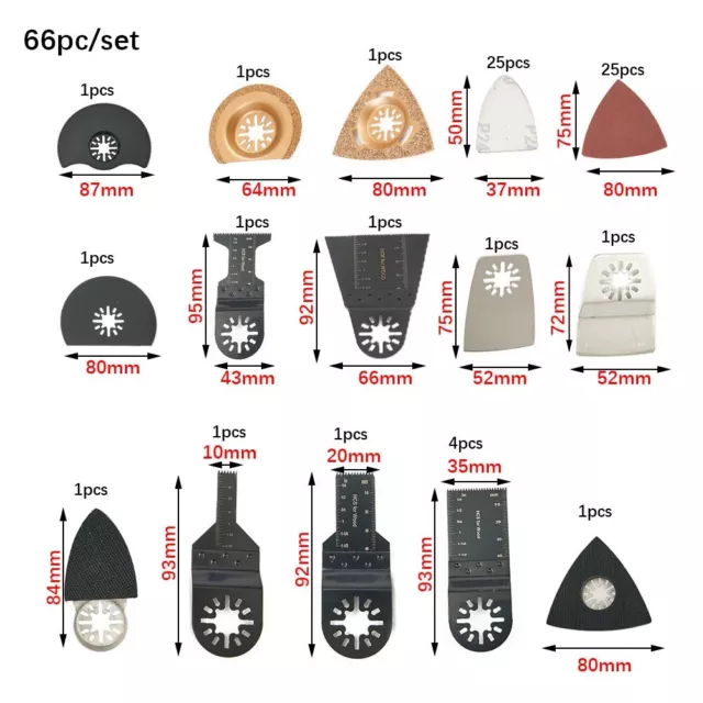66x/set Oscillating Blades Saw Multi Tool Set For Ryobi-Dewalt Accessories Kits