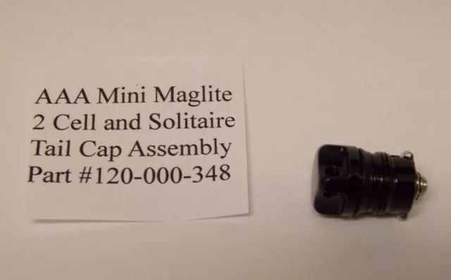 AAA Mini Maglite 2 Cell and Solitaire Replacement Tail Cap Assembly 120-000-348 2