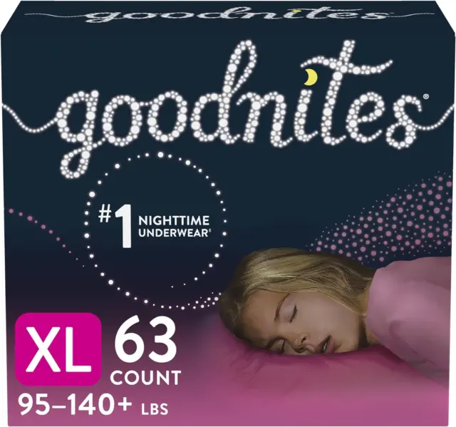 GOODNITES NIGHTTIME BEDWETTING Underwear, Girls' XL (95-140 Lb.), 63Ct,  Fsa/Hsa- $121.20 - PicClick