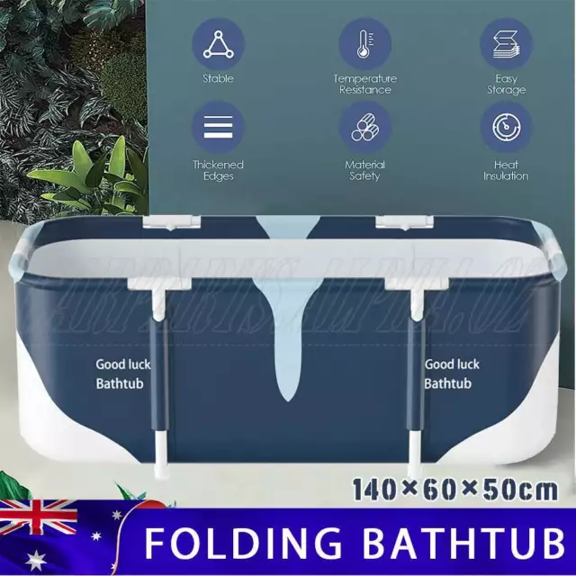 140cm Foldable Portable Bathtub Adult Water Tub Folding PVC Spa Bath Bucket AU