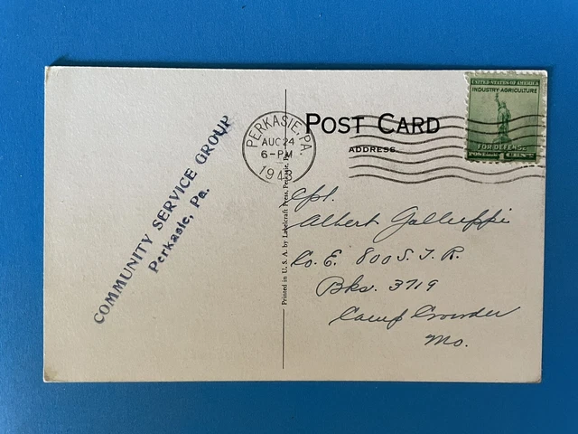 PERKASIE PA Pennsylvania Airplane View 1943 Postcard 2