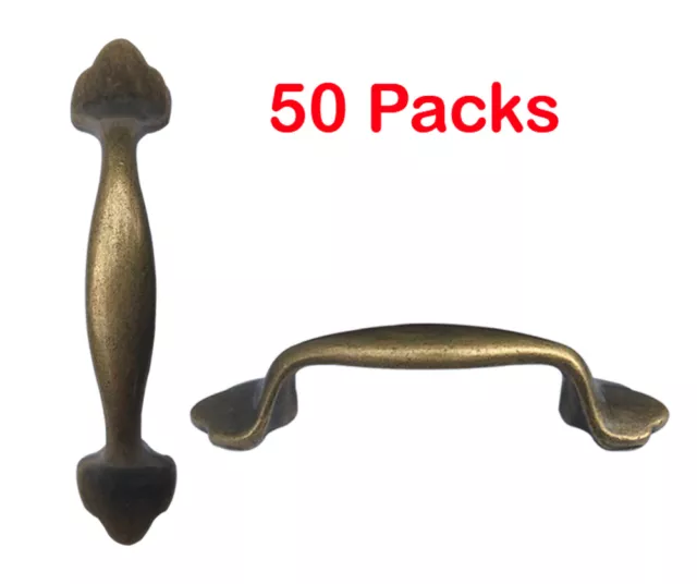 50-Pack Antique Brass Door Pull Handle Drawer Cabinet Kitchen 125mm 5in NEW