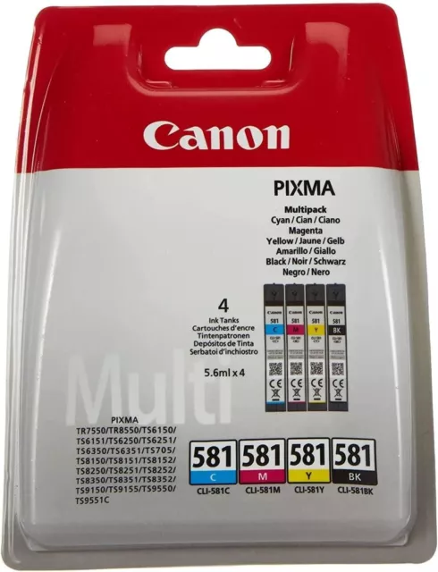 Canon CLI-581 4x Original Tintenpatronen PIXMA TR7550/8550, TS705/6150/6151/6250