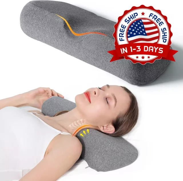 Rollo De Almohada De Espuma Viscoelástica Para Cabeza, Cuello Y Espalda NUEVO EE. UU...