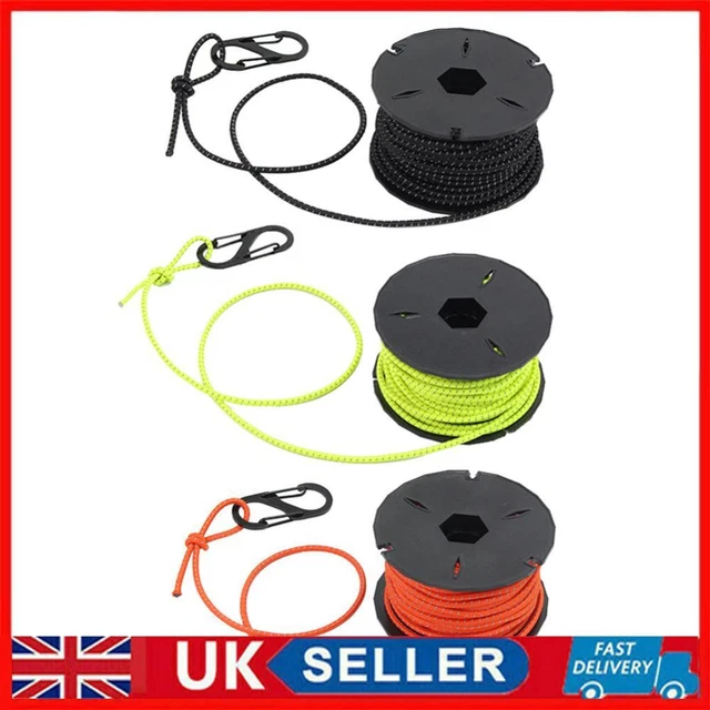 15m Reflective Elastic Canopy Tent Rope + Carabiner Outdoor Camping Accessories