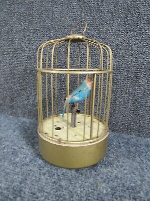 ANTIQUE 1940s JAPANESE TIN & BRASS MUSIC BOX BIRD CAGE