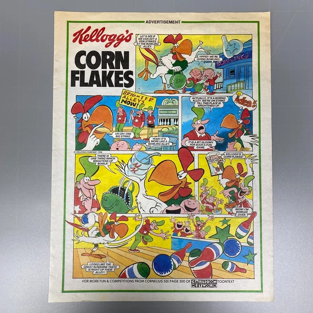 KELLOGG'S CORN FLAKES Cartoon Network Comic Strip 1998 Vintage Retro ...