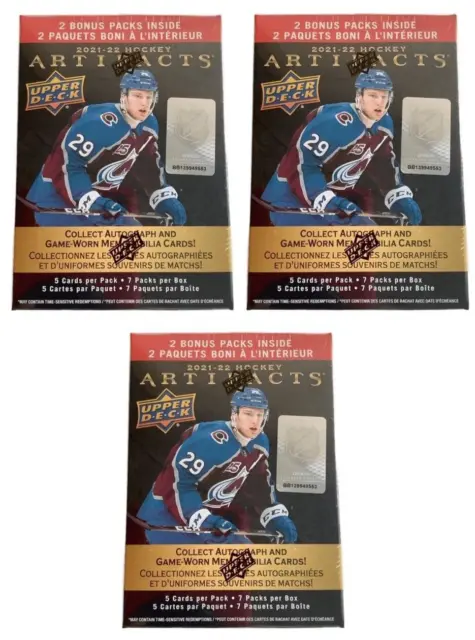 SEALED 3-PACK Upper Deck NHL 2021-22 Artifacts Hockey Trading Card BLASTER Box