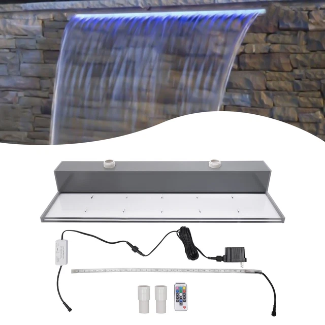 Lighted Waterfall Pool Fountain w LED 7 Color Changing&Remote Waterfall Spillway