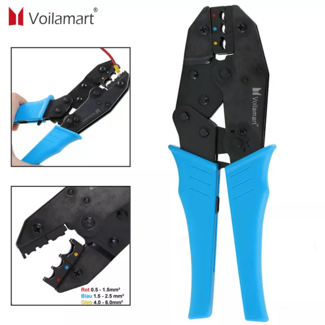 Ratcheting Wire Crimper 22-10AWG Crimping Pliers Tool For Insulated Connectors