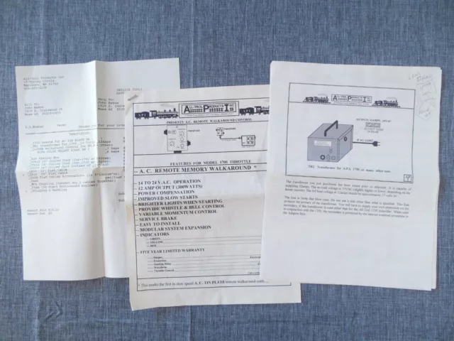 Lote de colección ALL-TROL PRODUCTS INC modelo de trenes de juguete efímeros Massachusetts 1997