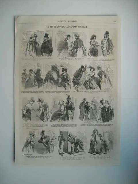 Caricatures 1865. Au Bal De L’opera, Par Cham. 12 Caricatures Avec Legendes.....