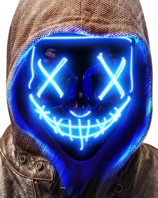 Mascara Halloween La Purga De Terror Con Luz LED Craneo Esqueleto Morada Calidad