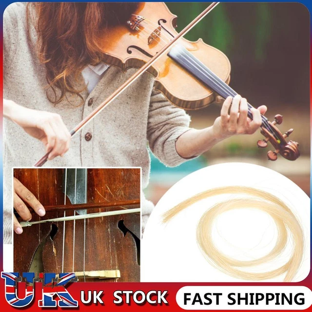 2 Hank Universal Yellow+White Stallion Horse Hair for Violin Bow Instrument Part