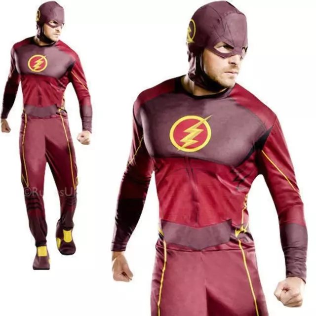 Hombre Flash Traje Clásico Disfraz de Superhéroe Cómic Dc Héroes para Adultos