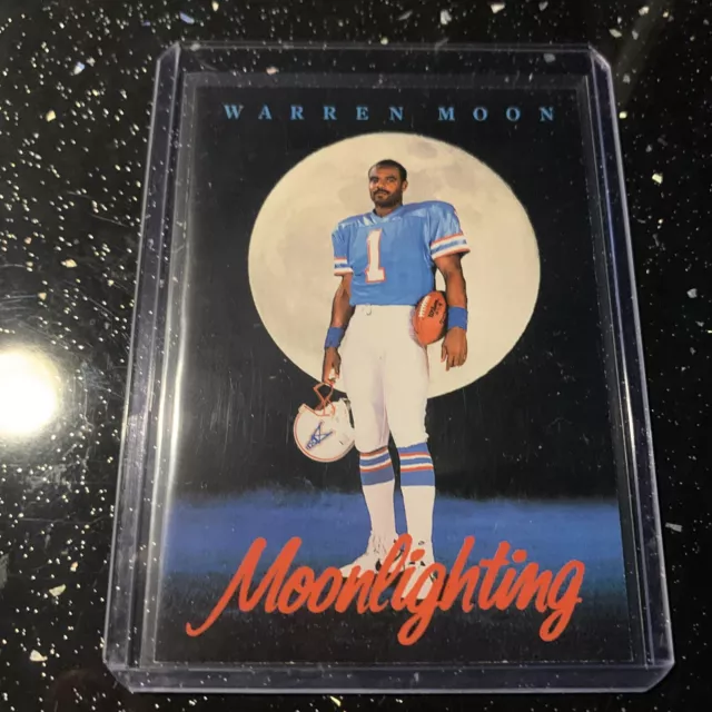 1990 Skybox Moonlighting #211 WARREN MOON HOF HOUSTON OILERS MT Vintage🏈card!