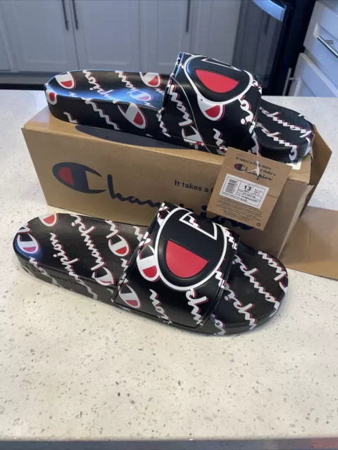 Champion ipo repeat black slide sandals cheap