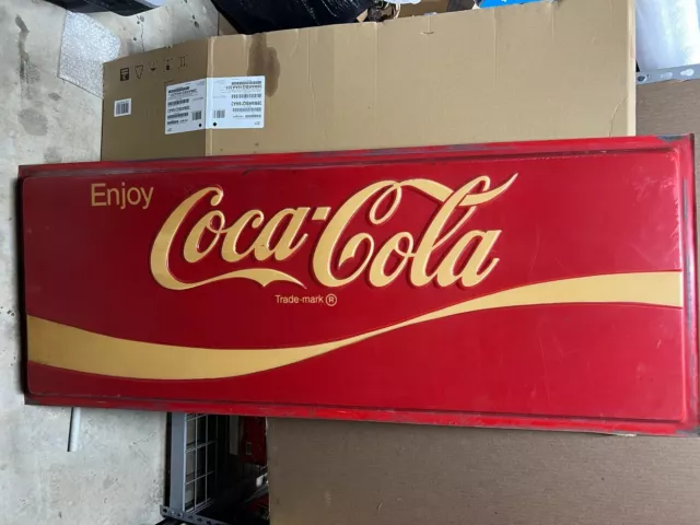 Large Vintage Coca-Cola Plastic Outdoor Soda Advertising Sign Coke 61" X 24"