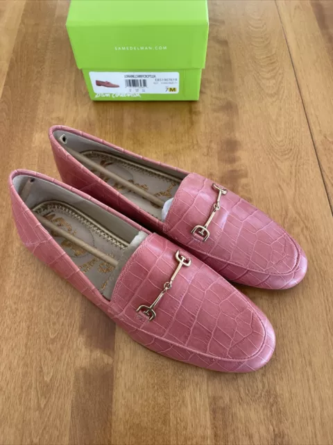NIB Sam Edelman Loraine Flat Leather Loafers Slip On Cherry Women's Size 7M