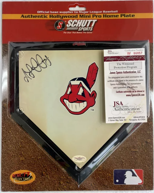 Aaron Laffey Hand Signed Cleveland Indians MLB Logo Mini Home Plate JSA COA