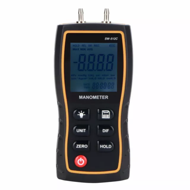 Digital Differential Manometer Handheld Air Gas Pressure Gauge Meter ±103.42KPA