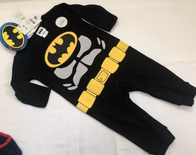 Baby Boy Batman Romper One Piece Sz 00000 Black NWT Rrp $15. Licensed.