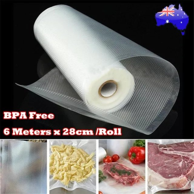 Food Vacuum Sealer Rolls Bags Saver Seal Storage Heat Commercial Grade 6m x 28cm