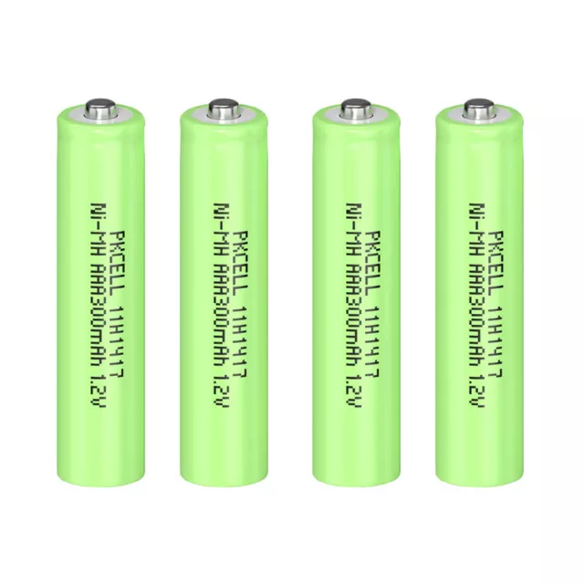 4X PKCELL AAA 300mAh Batteries Rechargeable Ni-Mh 1.2V Battery for Solar Lights